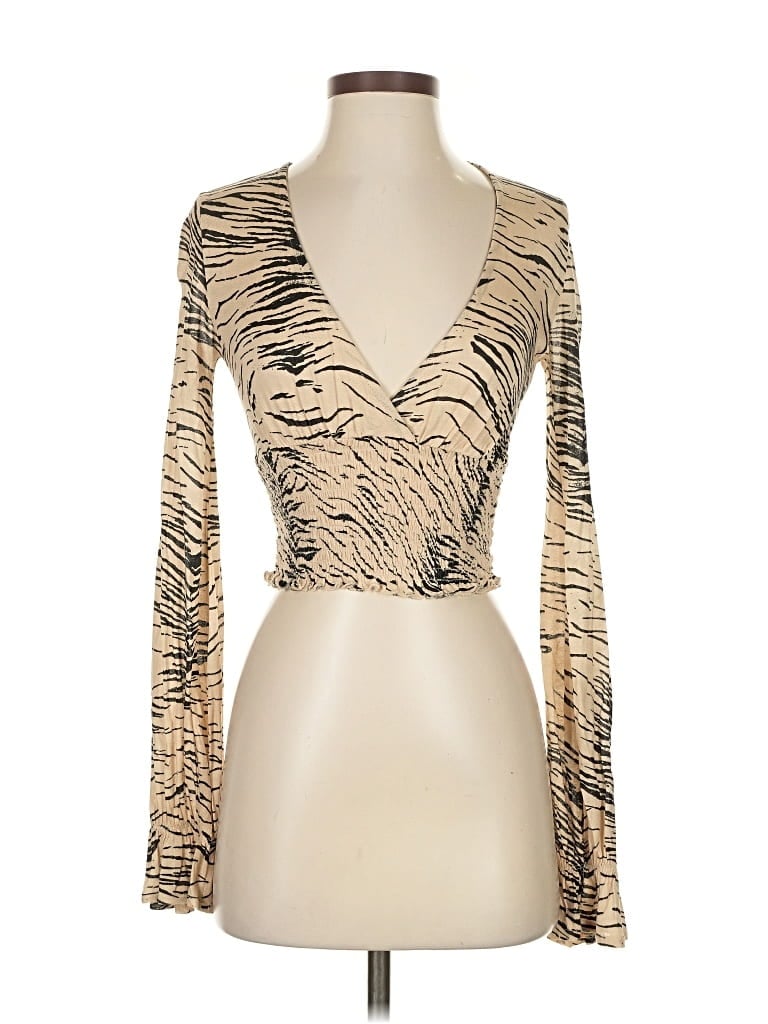 Pre-owned Urban Outfitters Long Sleeve Top Gold Plunge Neckline Tops