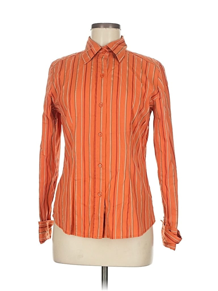 Pre-owned New York And Company Long Sleeve Blouse In Orange