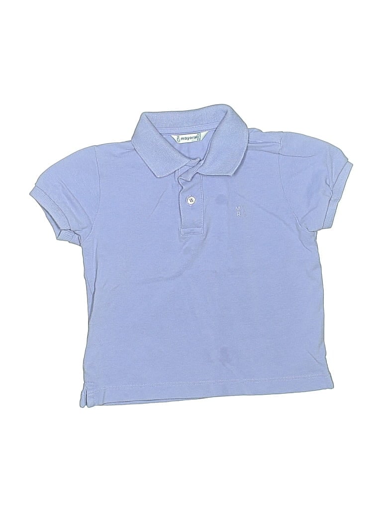 Pre-owned Mayoral Kids' Short Sleeve Top Blue Collared Neckline Tops
