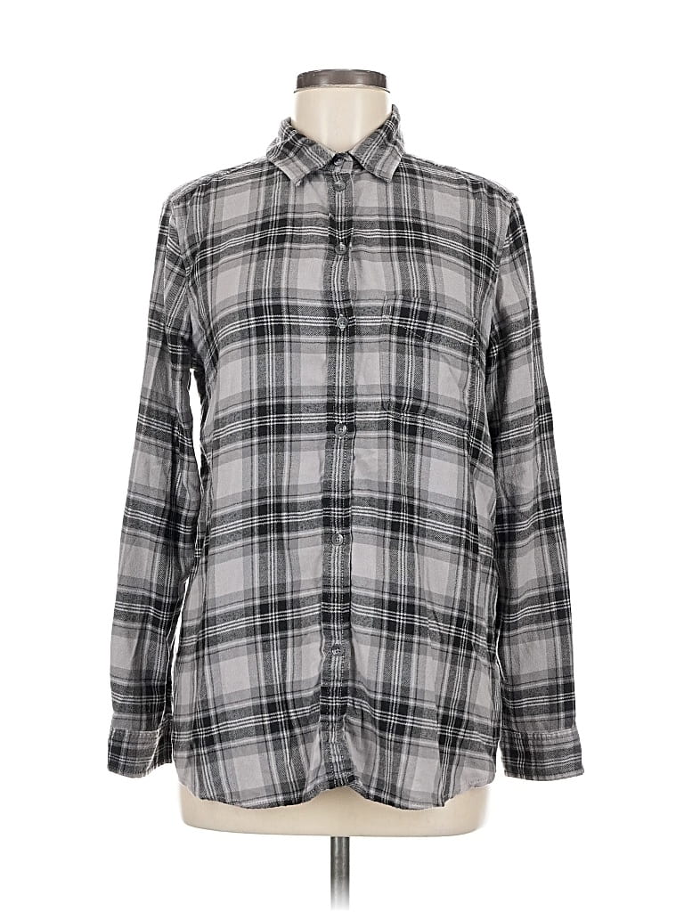 Pre-owned American Eagle Outfitters Long Sleeve Button Down Shirt In Gray