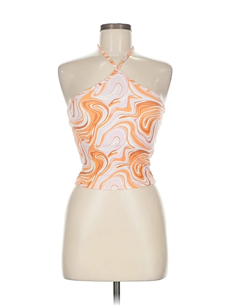 Pre-owned Hollister Tank Top Orange Halter Neckline Tops