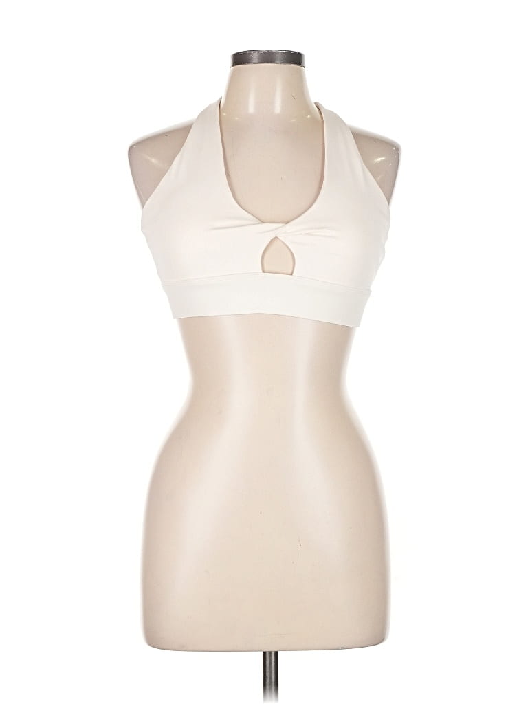Pre-owned Fabletics Tank Top Ivory Halter Neckline Tops In White