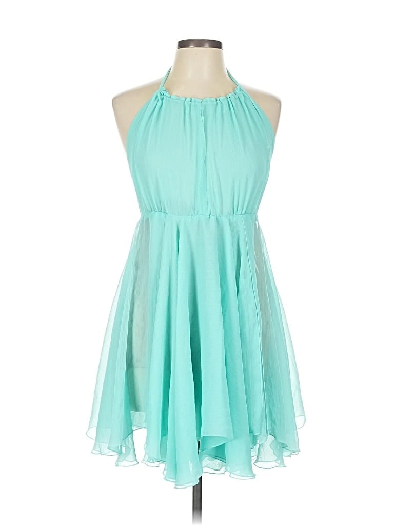 Pre-owned I Love H81 Sleeveless Top Teal Halter Neckline Tops In Blue