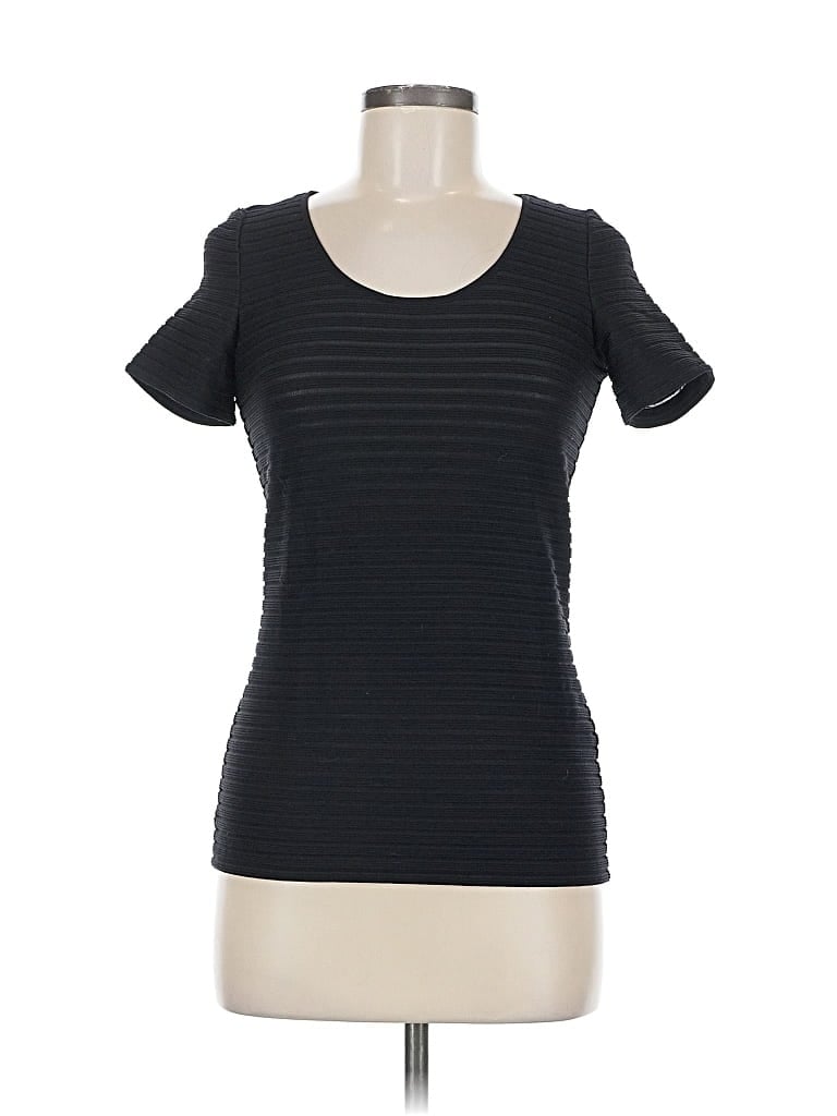 Pre-owned Armani Collezioni Short Sleeve Top Black Scoop Neck Tops