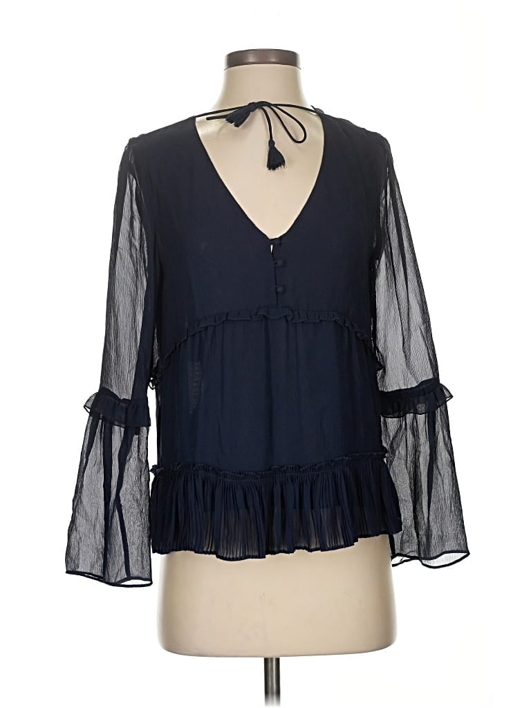 Pre-owned Ecru 3/4 Sleeve Blouse In Blue