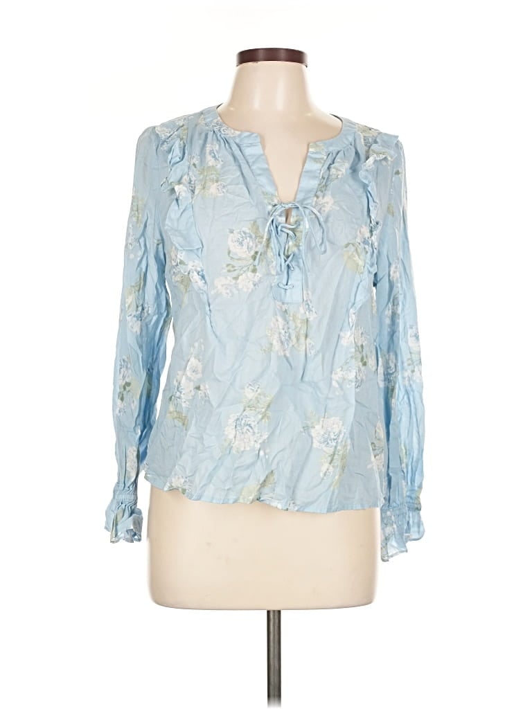 Pre-owned Ann Taylor Loft Long Sleeve Blouse In Blue