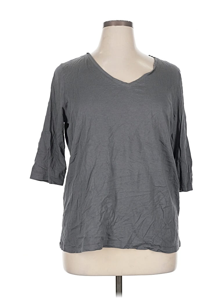 Pre-owned Hue 3/4 Sleeve T-shirt In Gray