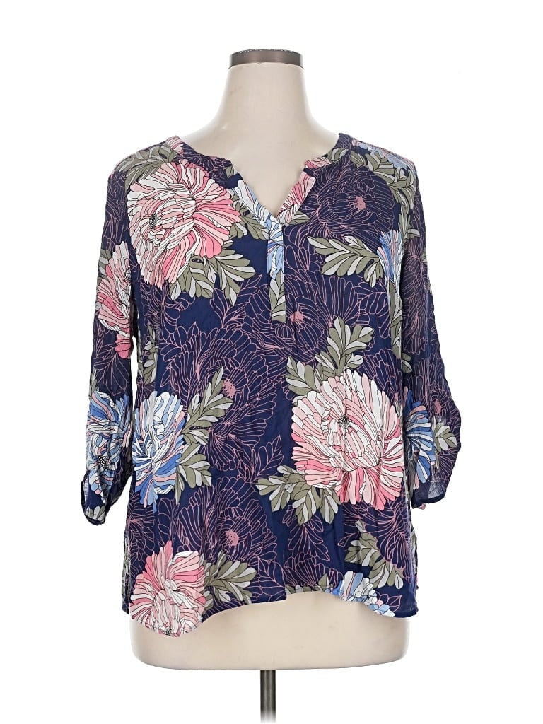 Pre-owned Daniel Rainn 3/4 Sleeve Blouse In Blue