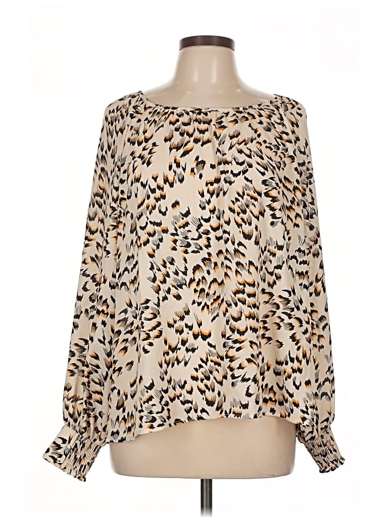 Pre-owned Cabi Long Sleeve Blouse In Brown