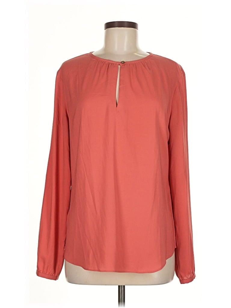 Pre-owned Ann Taylor Long Sleeve Blouse In Orange