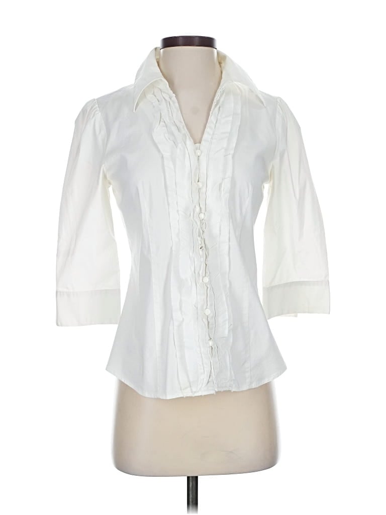 Pre-owned Classiques Entier 3/4 Sleeve Button Down Shirt In White