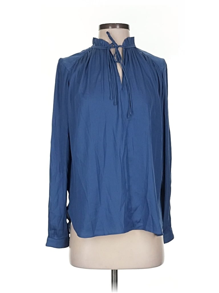 Pre-owned Ann Taylor Loft Long Sleeve Blouse In Blue