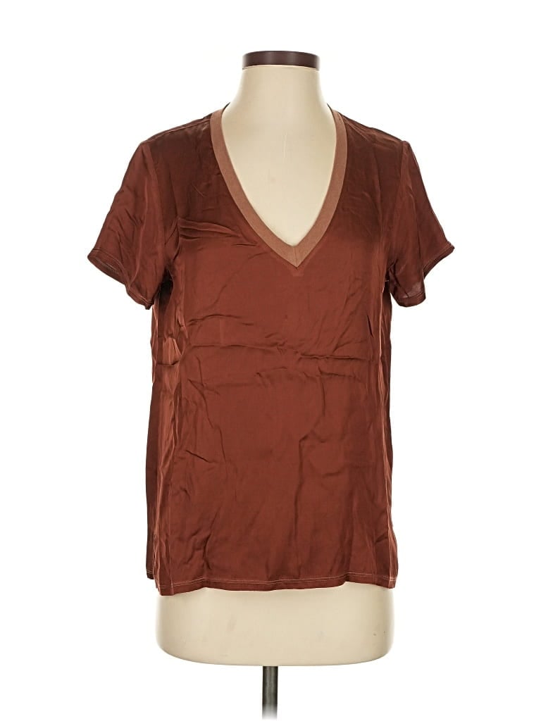 Pre-owned Nation Ltd Short Sleeve Blouse In Brown
