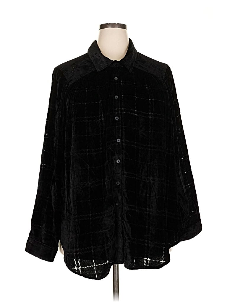 Pre-owned Torrid 3/4 Sleeve Button Down Shirt In Black