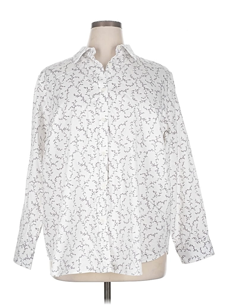 Pre-owned Chaps Long Sleeve Button Down Shirt In White