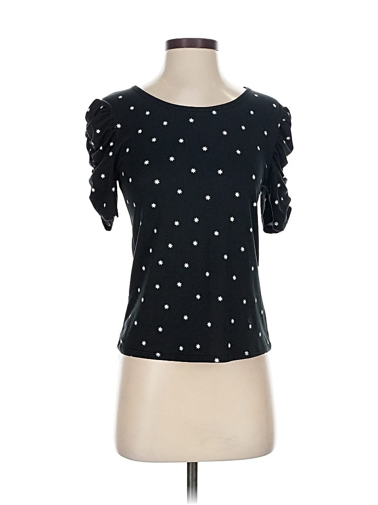 Pre-owned Ymi Short Sleeve Top Black Sweetheart Neckline Tops