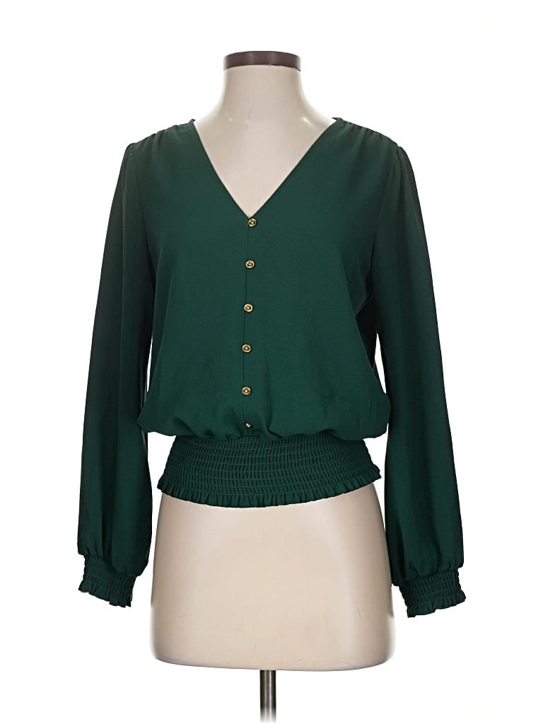 Pre-owned Michael Michael Kors Long Sleeve Blouse In Green