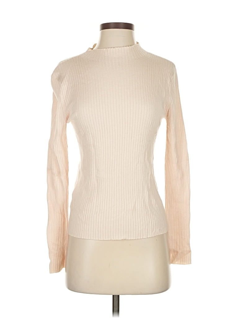 Pre-owned Ann Taylor Long Sleeve Turtleneck In White