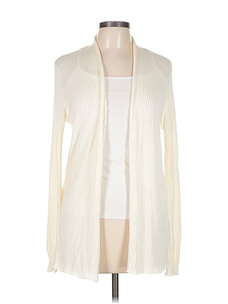 Pre-owned J. Mclaughlin Cardigan Sweater In White