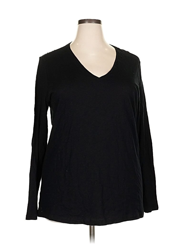 Pre-owned Eddie Bauer 3/4 Sleeve T-shirt In Black