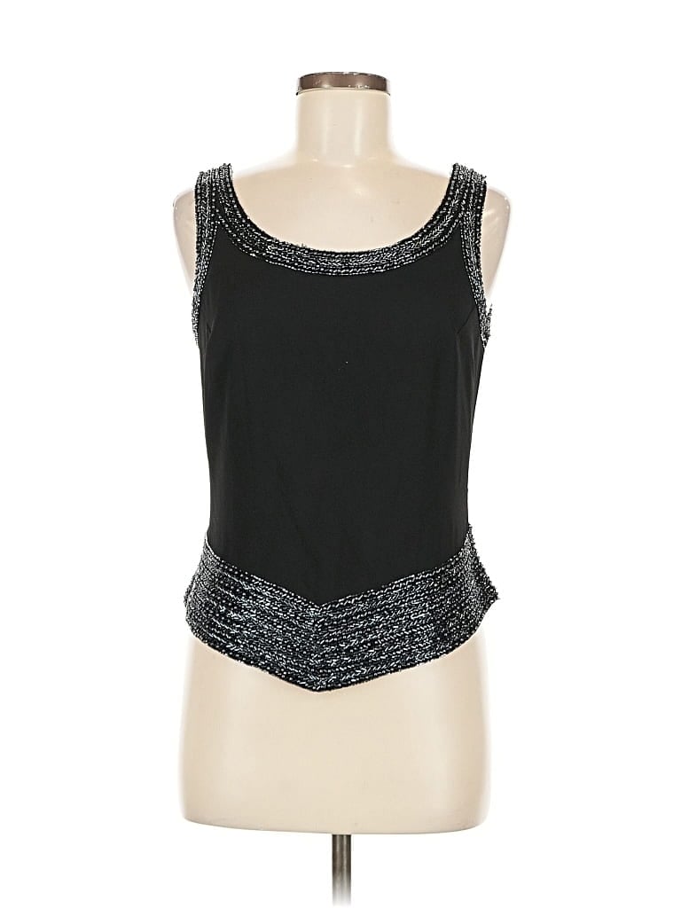 Pre-owned Jkara Sleeveless Top Black Scoop Neck Tops