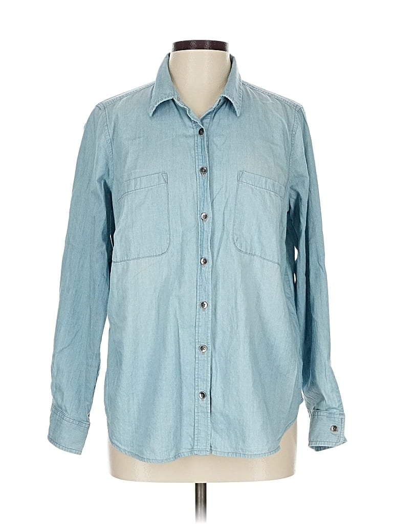 Pre-owned Sonoma Goods For Life Long Sleeve Button Down Shirt In Blue