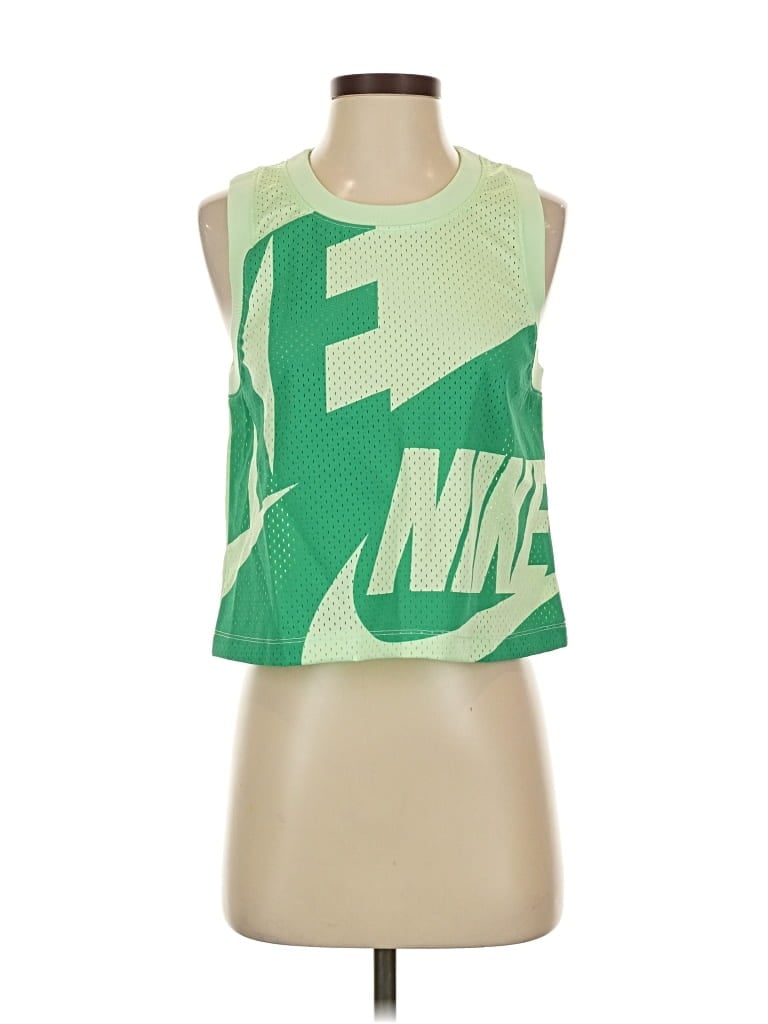Pre-owned Nike Tank Top Green Strapless Neckline Tops