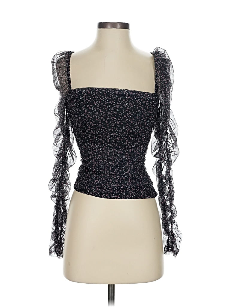 Pre-owned Lulus 3/4 Sleeve Blouse In Black