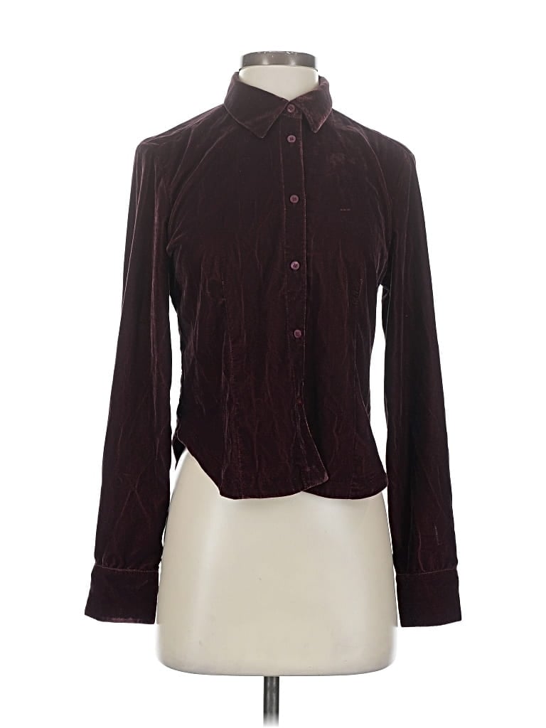 Pre-owned Gap Long Sleeve Blouse In Burgundy