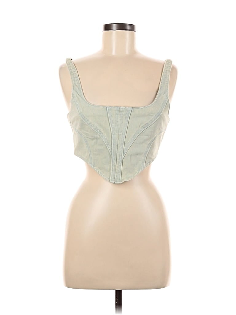Pre-owned Prettylittlething Sleeveless Top Green Sweetheart Neckline Tops