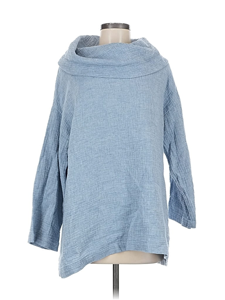 Pre-owned Soft Surroundings 3/4 Sleeve Top Blue Cowl Neck Tops