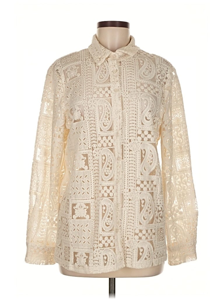 Pre-owned Blithe Long Sleeve Blouse In White