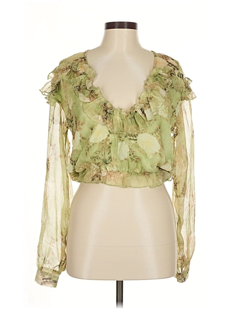 Pre-owned Nasty Gal Inc. 3/4 Sleeve Blouse In Green