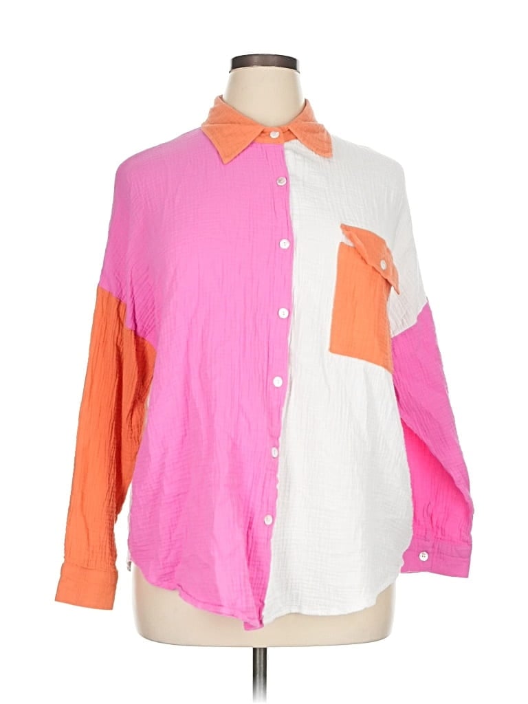 Pre-owned Unbranded Long Sleeve Button Down Shirt In Pink