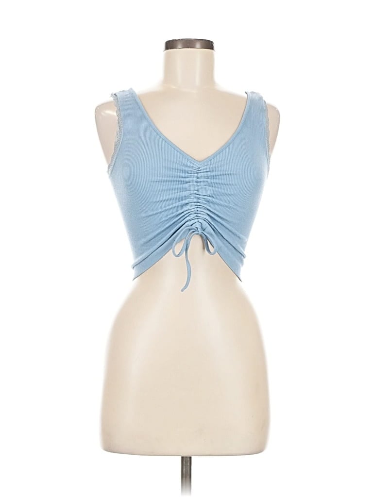 Pre-owned Suzette Tank Top Blue Strapless Neckline Tops