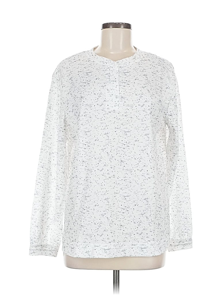 Pre-owned Unbranded Long Sleeve Henley Shirt In White