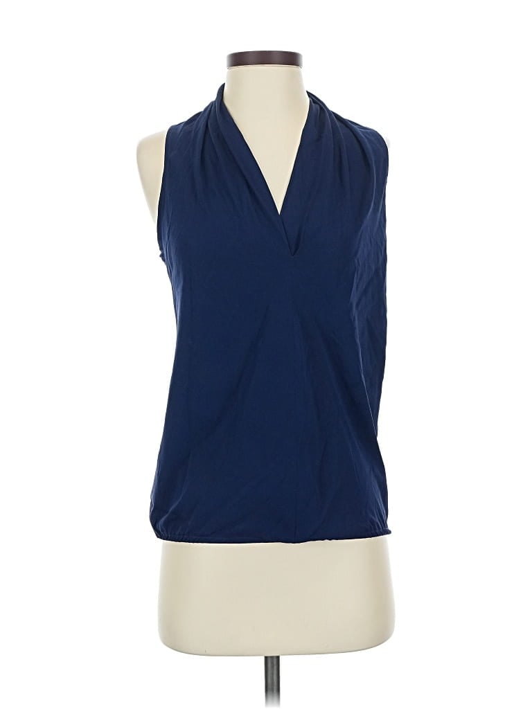 Pre-owned Ramy Brook Sleeveless Silk Top Blue Halter Neckline Tops