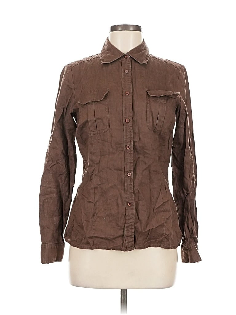 Pre-owned Inc International Concepts Long Sleeve Button Down Shirt In Brown