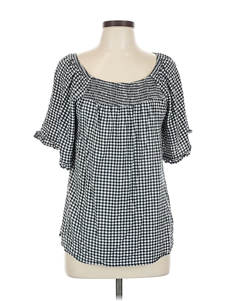 Pre-owned Bobeau Short Sleeve Blouse In Black