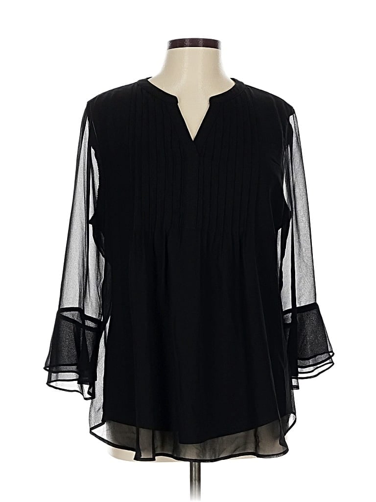 Pre-owned Charter Club 3/4 Sleeve Blouse In Black