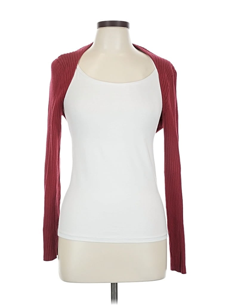 Pre-owned Maeve By Anthropologie Long Sleeve Top Burgundy Scoop Neck Tops