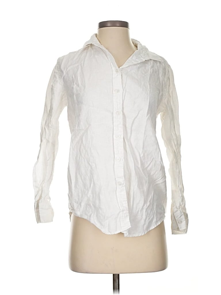 Pre-owned Quince Long Sleeve Button Down Shirt In White