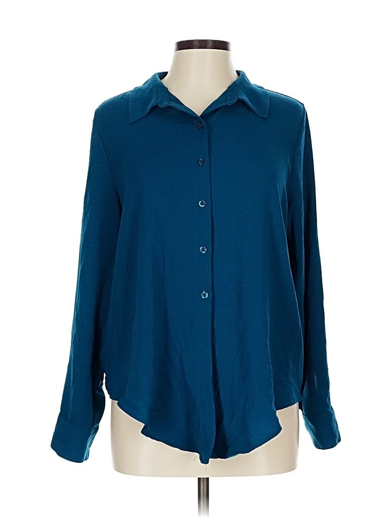 Pre-owned Simply Vera Vera Wang Long Sleeve Blouse In Blue