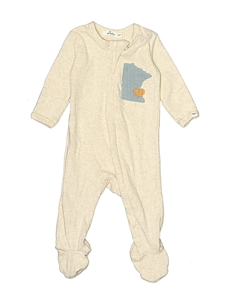 Pre-owned Oh Baby Babies' Long Sleeve Onesie In White