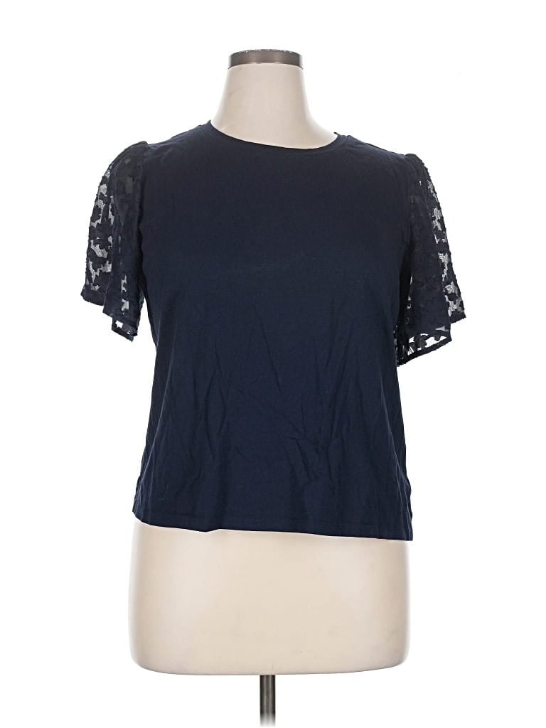 Pre-owned Michael Michael Kors Short Sleeve Top Blue Crew Neck Tops