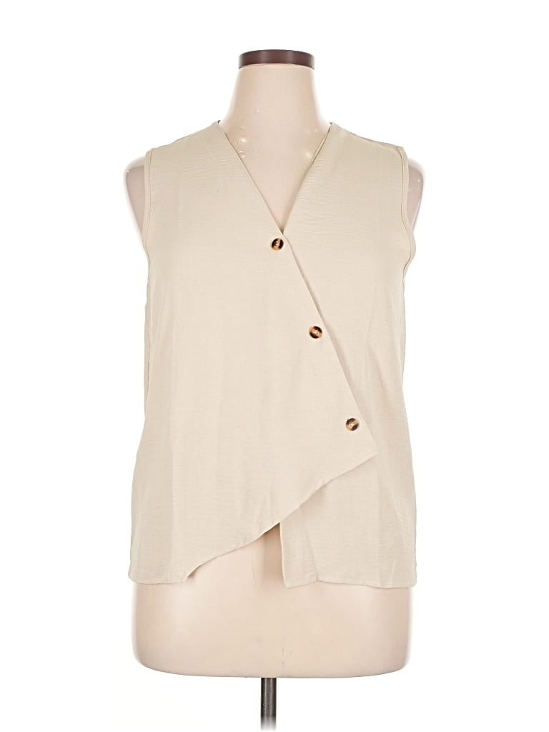 Pre-owned Unbranded Sleeveless Button Down Shirt In White