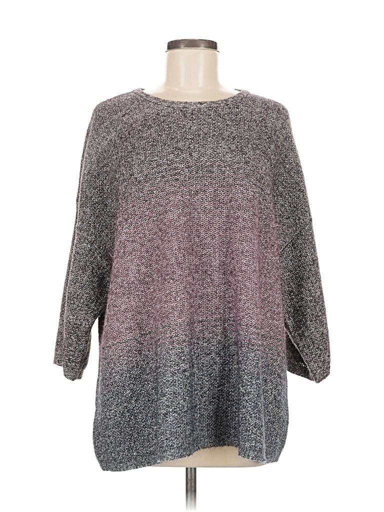 Pre-owned Purejill 3/4 Sleeve Top Gray Boatneck Tops