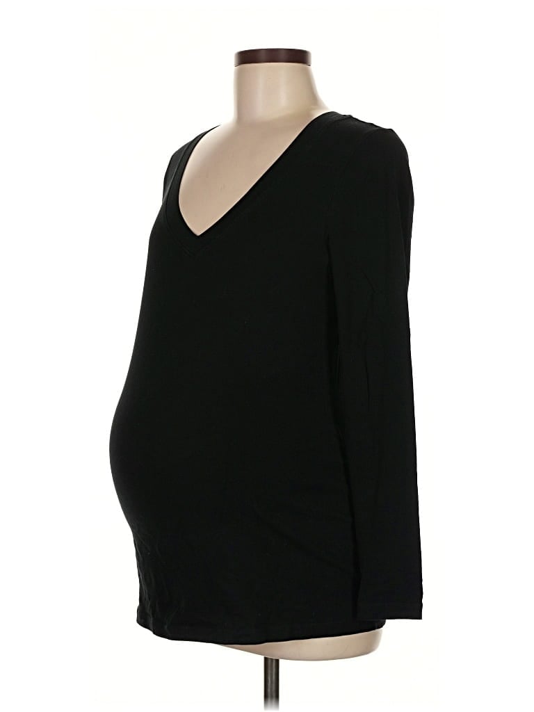 Pre-owned Gap - Maternity 3/4 Sleeve Top Black V Neck Tops