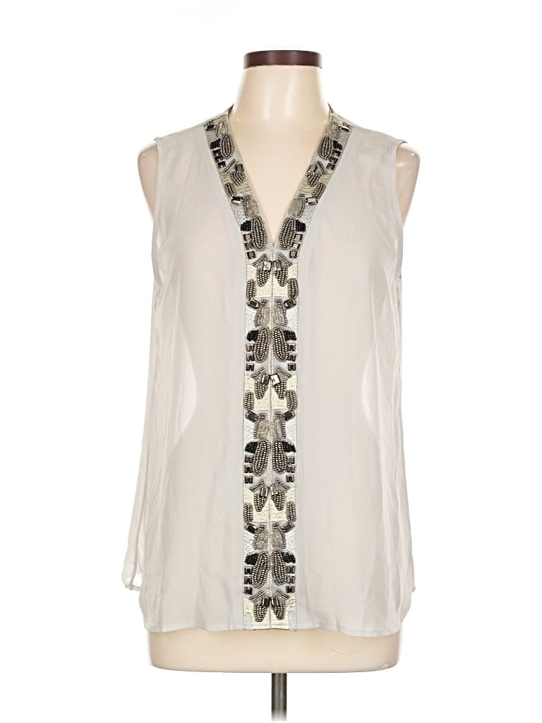 Pre-owned Carmen Marc Valvo Sleeveless Blouse In White
