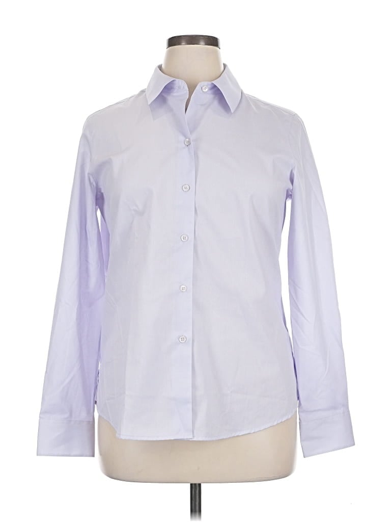 Pre-owned Foxcroft Long Sleeve Button Down Shirt In Purple
